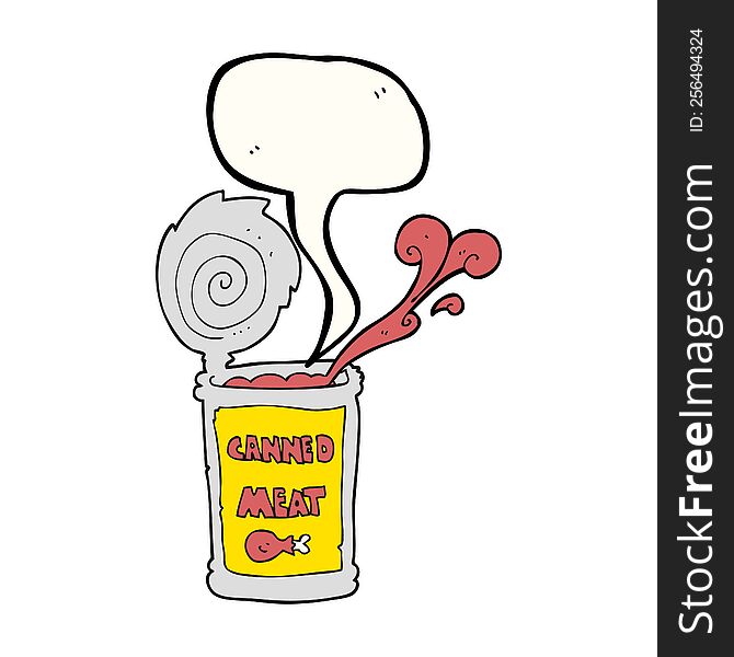 freehand drawn speech bubble cartoon canned meat
