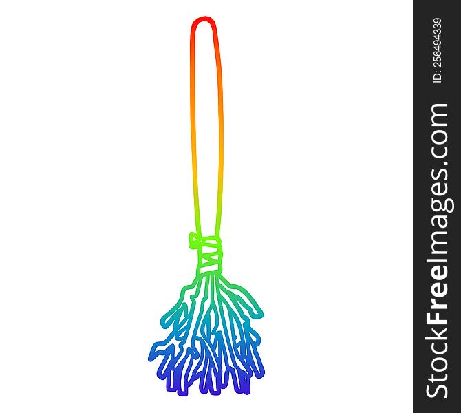 Rainbow Gradient Line Drawing Halloween Witches Broom