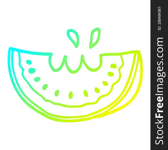 cold gradient line drawing of a cartoon watermelon