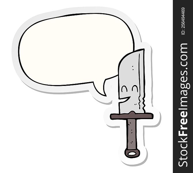 Cartoon Knife And Speech Bubble Sticker