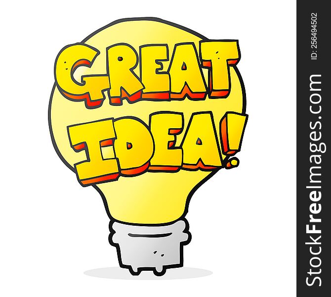 freehand drawn cartoon great idea light bulb symbol