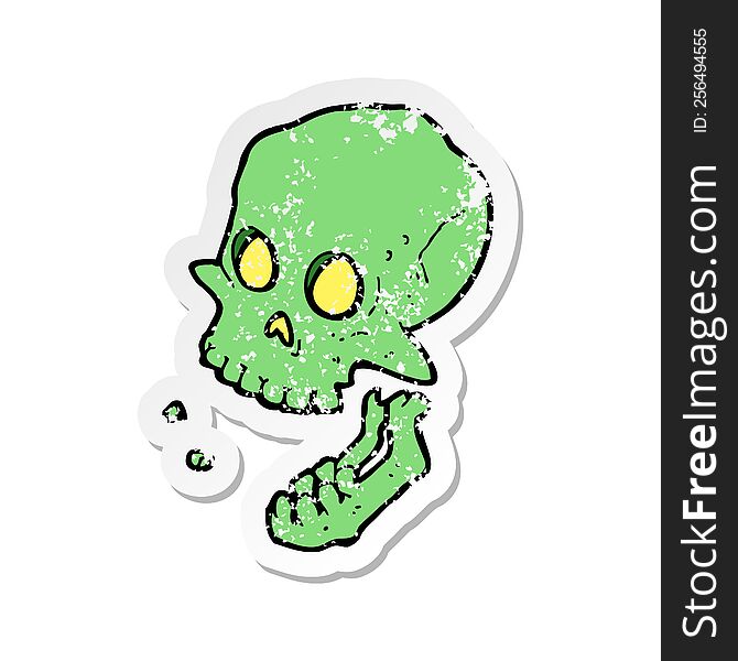 Retro Distressed Sticker Of A Cartoon Laughing Skull