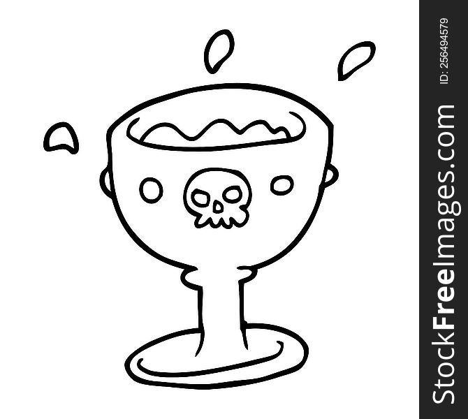 spooky line drawing cartoon goblet of blood