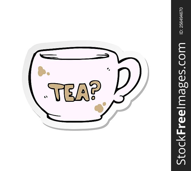 sticker of a cartoon cup of tea