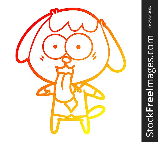Warm Gradient Line Drawing Cute Cartoon Dog Wearing Office Shirt