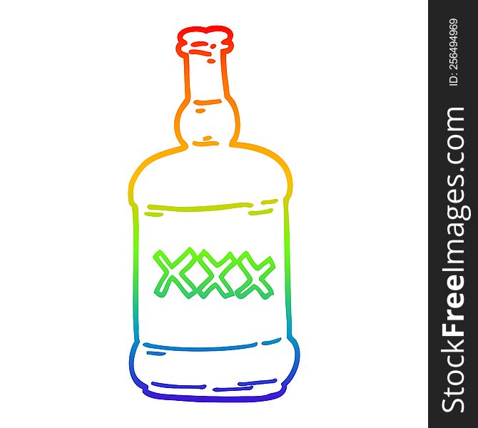 rainbow gradient line drawing of a cartoon spirits bottle