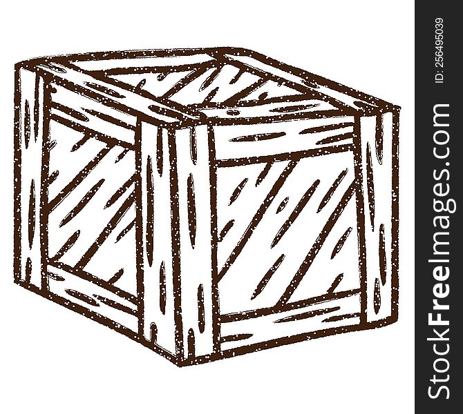 Wood Crate Charcoal Drawing