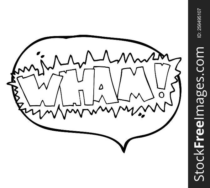 freehand drawn speech bubble cartoon wham! symbol