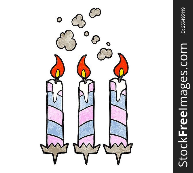 freehand drawn texture cartoon birthday cake candles
