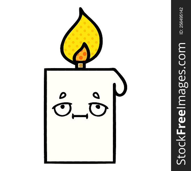 comic book style cartoon of a lit candle