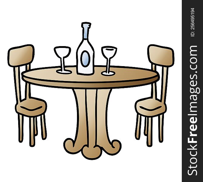 hand drawn gradient cartoon doodle dinner table and drinks