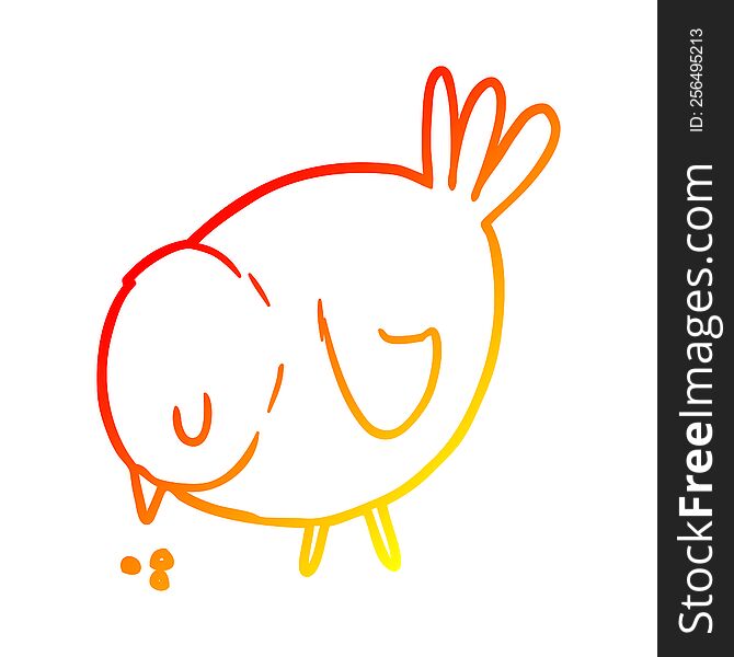 warm gradient line drawing of a cartoon pecking bird