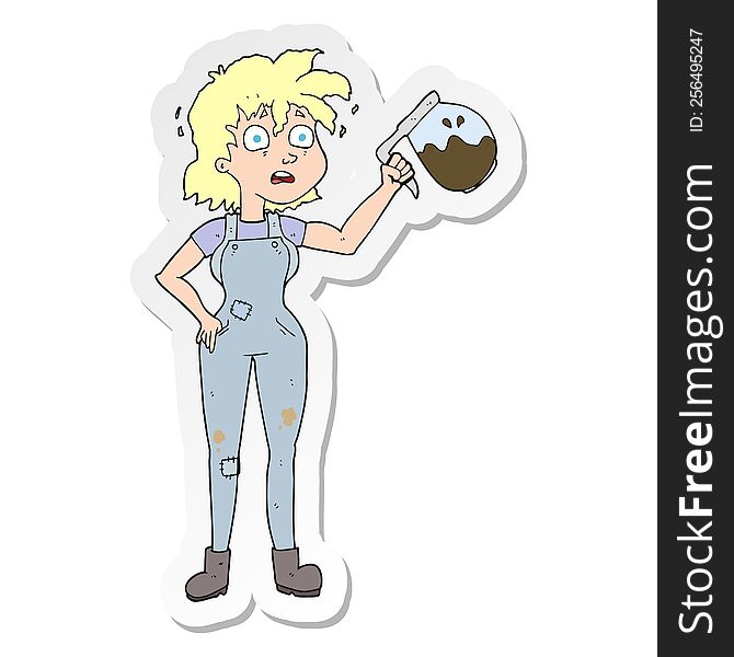 sticker of a too much coffee cartoon