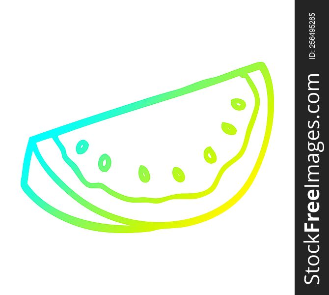 cold gradient line drawing of a cartoon watermelon