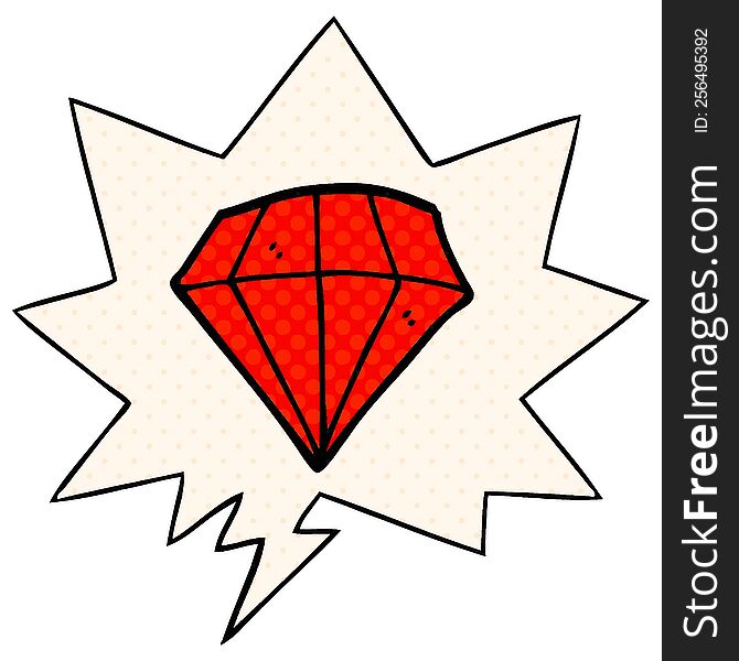 Cartoon Tattoo Diamond And Speech Bubble In Comic Book Style