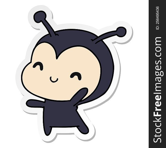 Sticker Cartoon Kawaii Of A Cute Lady Bug