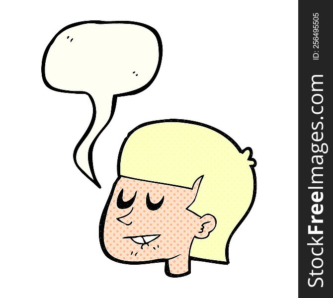 freehand drawn comic book speech bubble cartoon man biting lip