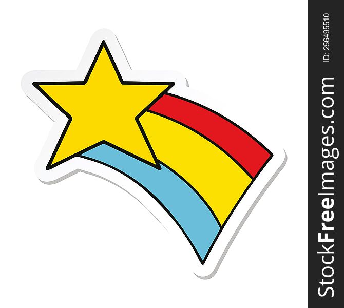 Sticker Of A Cute Cartoon Shooting Rainbow Star