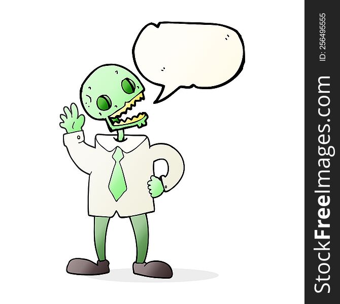 freehand drawn speech bubble cartoon zombie businessman