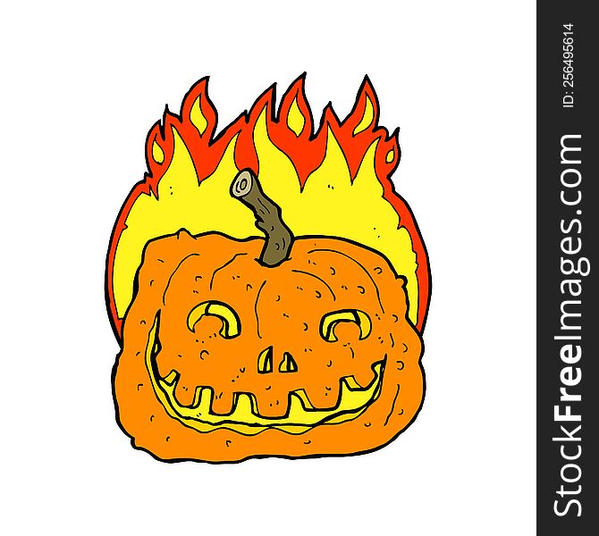 cartoon burning pumpkin