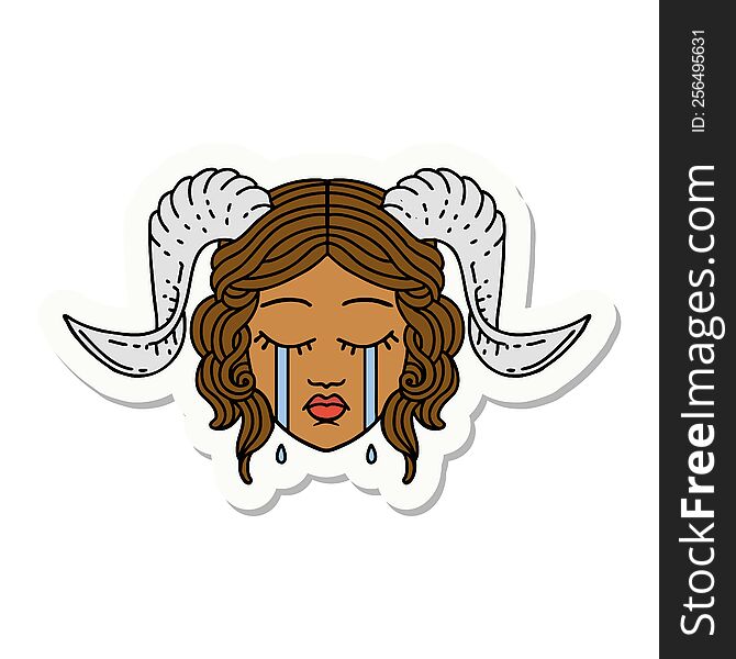 Crying Tiefling Face Sticker