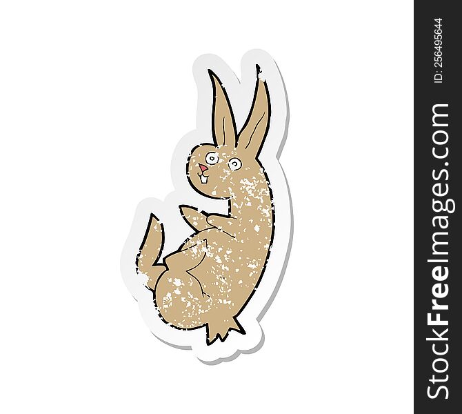 retro distressed sticker of a cue cartoon rabbit