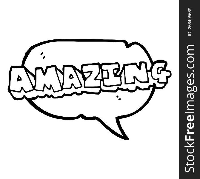 freehand drawn speech bubble cartoon amazing word