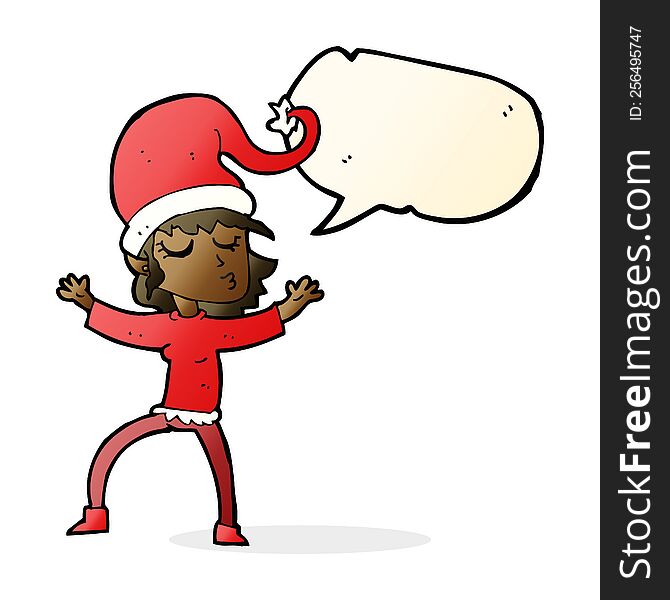 Santa S Helper Cartoon With Speech Bubble