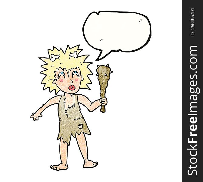 Speech Bubble Textured Cartoon Cave Woman