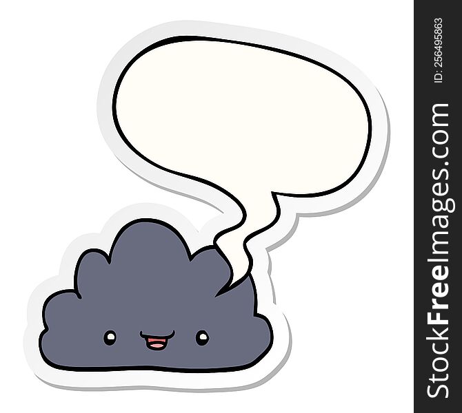 Happy Cartoon Cloud And Speech Bubble Sticker