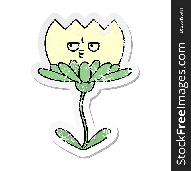 Distressed Sticker Of A Cute Cartoon Flower