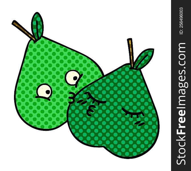 comic book style cartoon of a pears