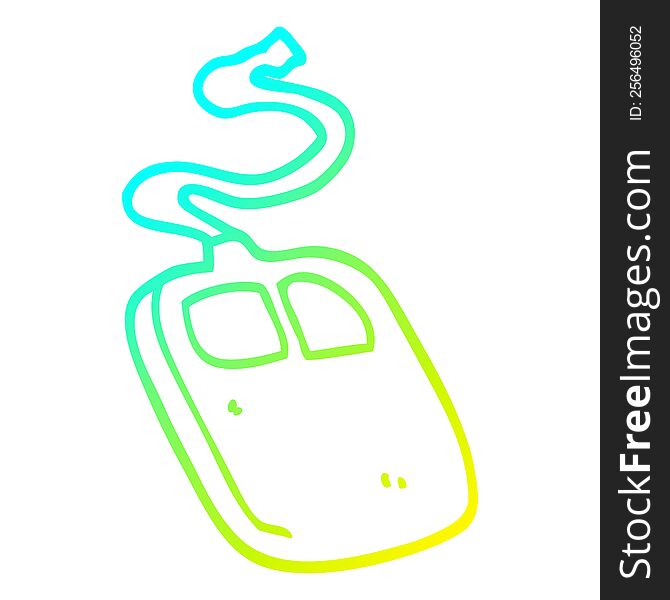 Cold Gradient Line Drawing Cartoon Old Computer Mouse