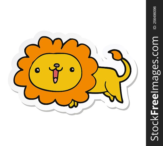 Sticker Of A Cute Cartoon Lion