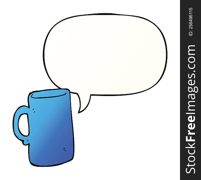 Cartoon Mug And Speech Bubble In Smooth Gradient Style