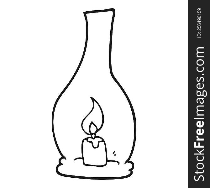 freehand drawn black and white cartoon lantern