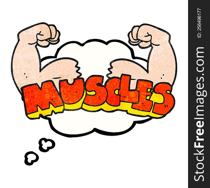 Thought Bubble Textured Cartoon Muscles Symbol