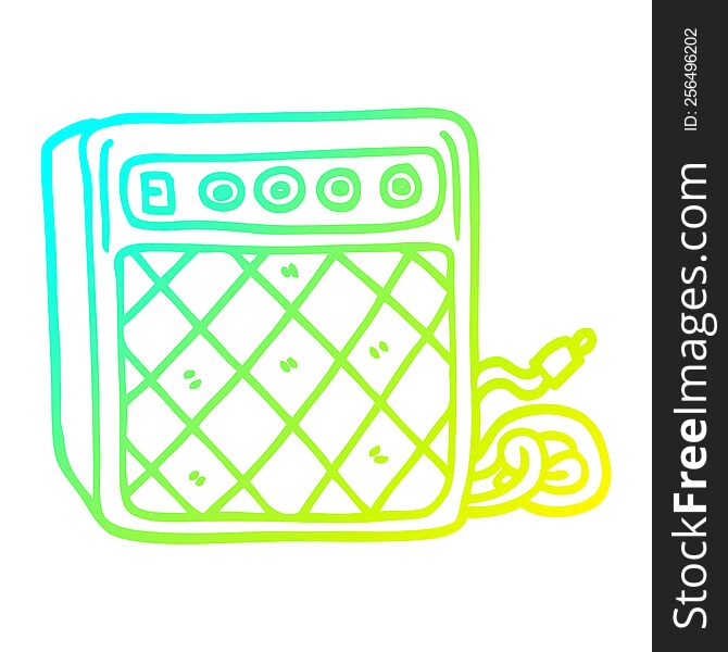 cold gradient line drawing of a cartoon retro speaker system