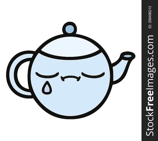 cute cartoon of a sad tea pot. cute cartoon of a sad tea pot