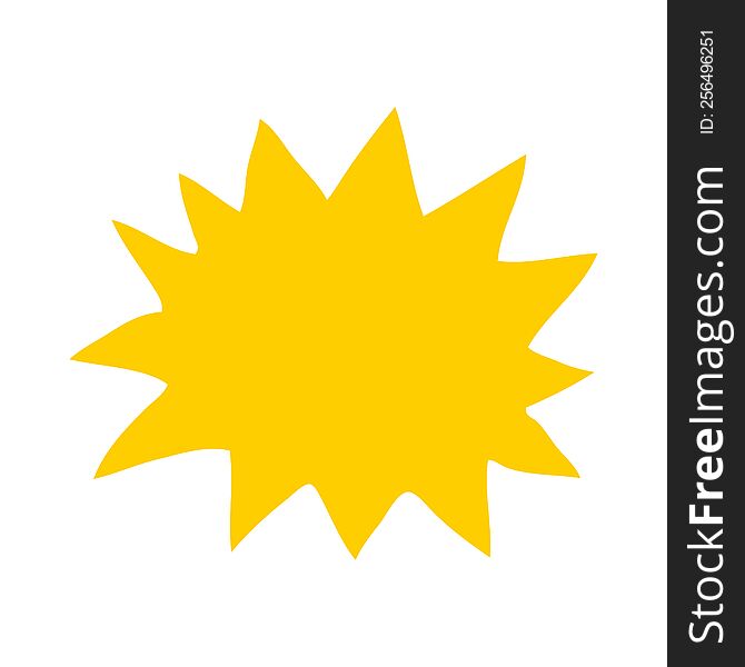 flat color illustration of a cartoon simple explosion symbol