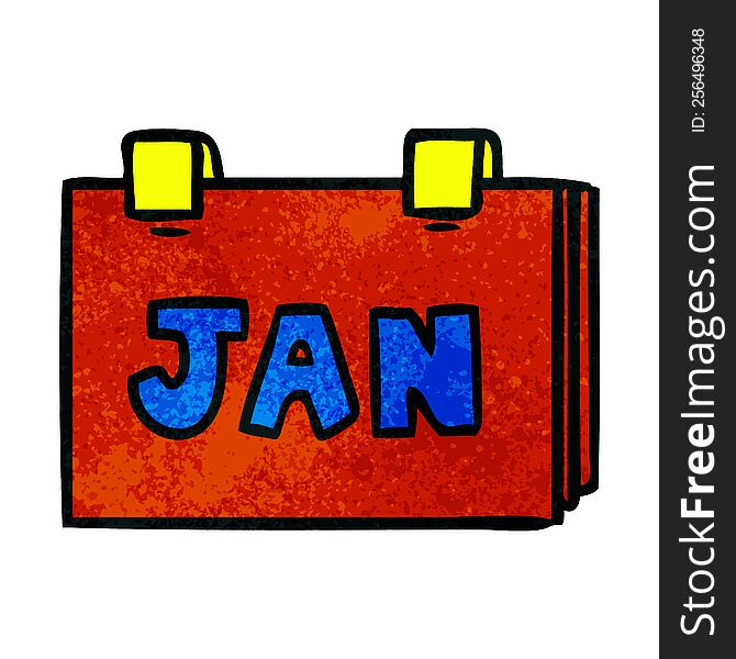 hand drawn textured cartoon doodle of a calendar with jan