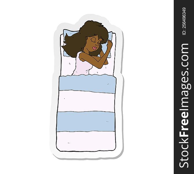 sticker of a cartoon sleeping woman