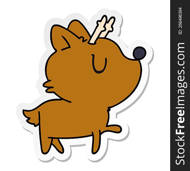 sticker cartoon illustration of  kawaii cute deer. sticker cartoon illustration of  kawaii cute deer