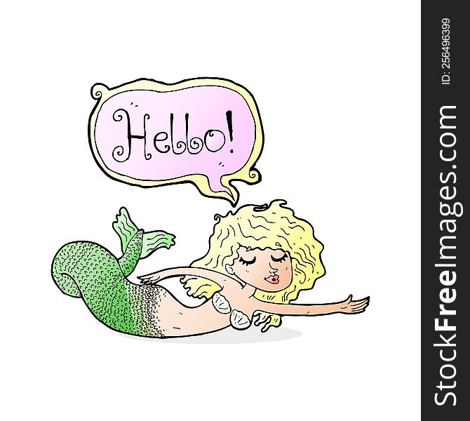 cartoon mermaid saying hello