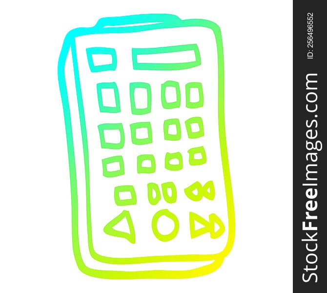 cold gradient line drawing of a cartoon remote control