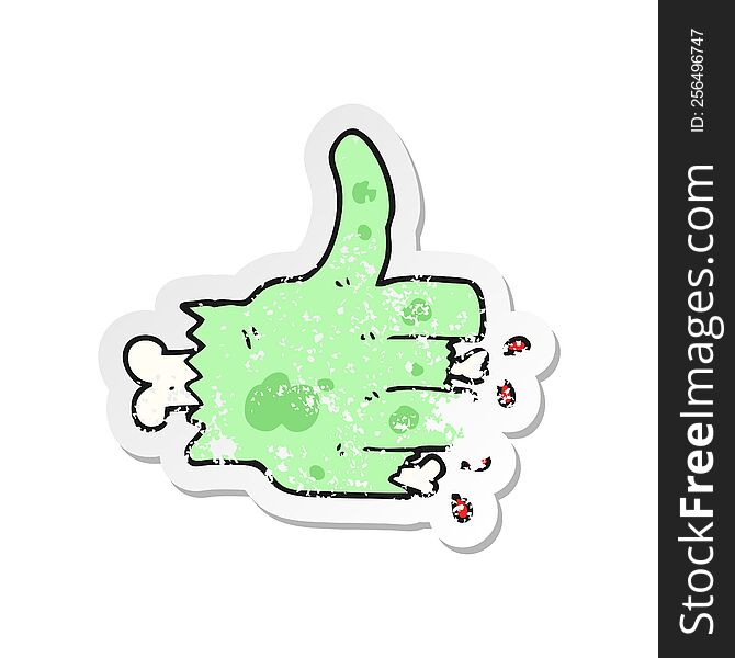 Retro Distressed Sticker Of A Cartoon Zombie Hand