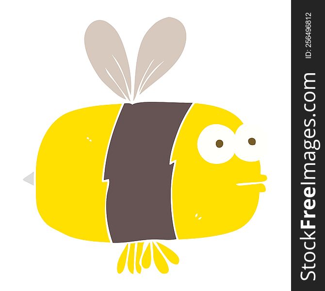Flat Color Illustration Of A Cartoon Bee