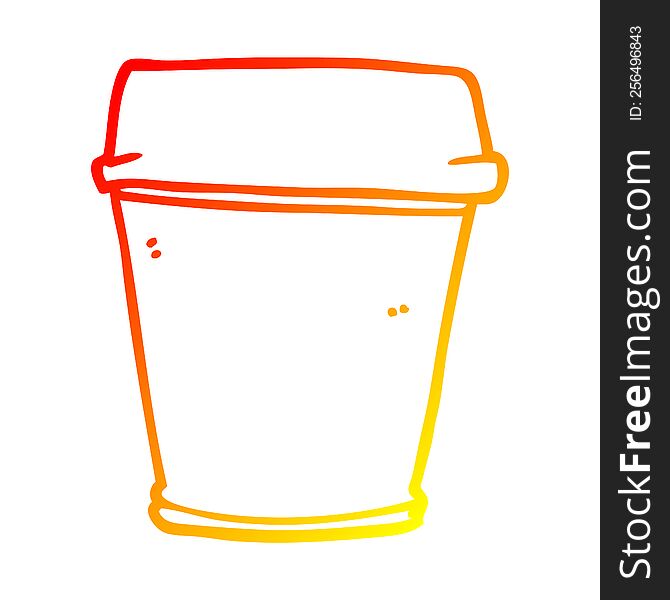 warm gradient line drawing of a cartoon take out coffee