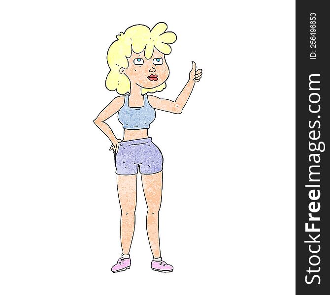 freehand textured cartoon gym woman