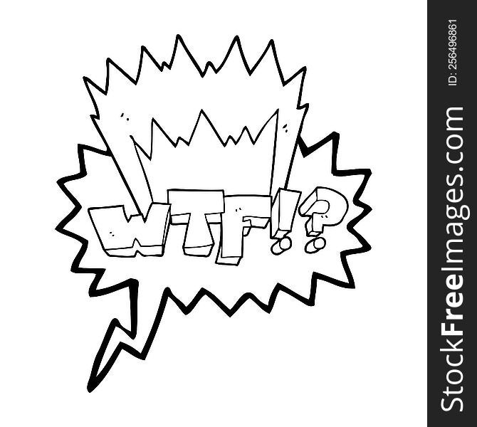 freehand drawn speech bubble cartoon WTF symbol